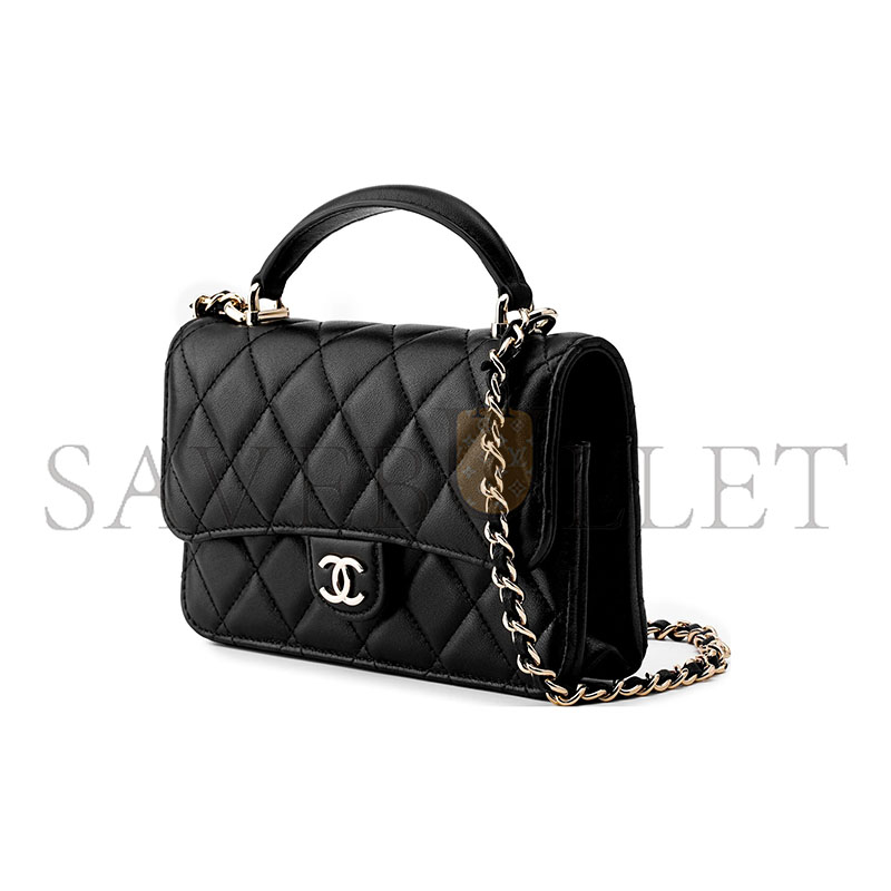 Ch*el 23p woc chain flap sheep leather hand crossbody bag mini ap3226 (17*10*4cm)